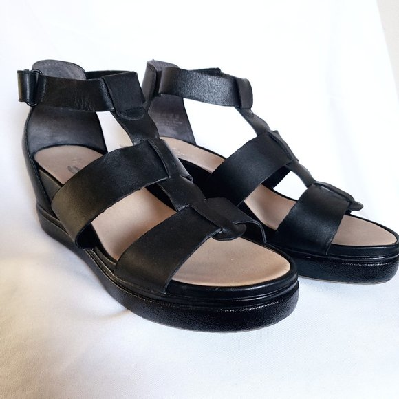 Dr. Scholl's Shoes - Black Gladiator Wedge Platform Sandals - Sz 9 - Dr Scholl's